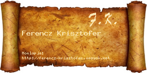Ferencz Krisztofer névjegykártya
